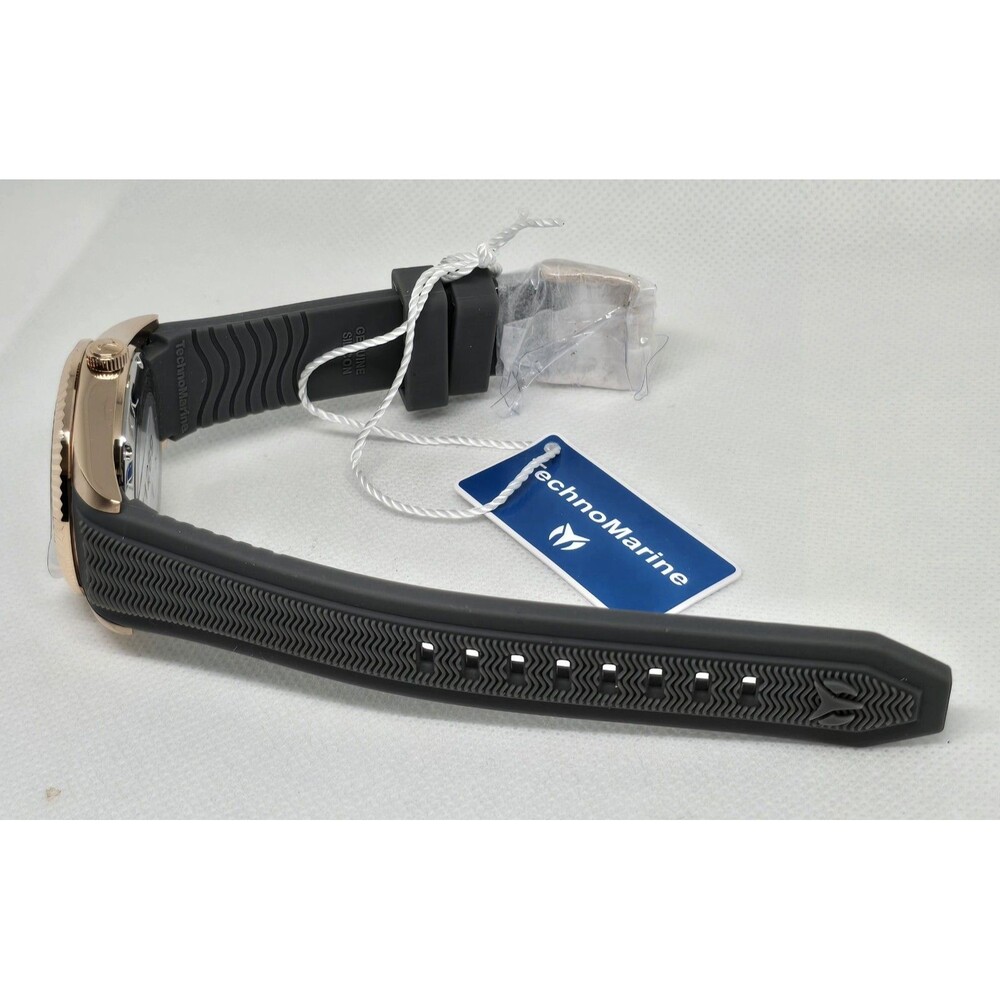 Women's TechnoMarine Rose Gold Gray Textured Dial Silicone Strap Watch 38mm - Picture 5 of 6